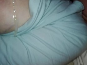 huge load off cum on my sleeping sister tits