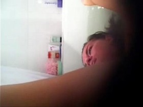 Orgasm of my sister in bath tube. Hidden cam